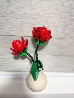 LEGO rose flowers with vase